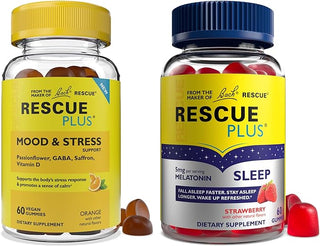 Bach RESCUE Plus Sleep Gummies with 5mg Melatonin/dose [and] Bach Plus Mood & Stress Support Gummies Bundle