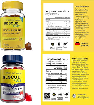 Bach RESCUE Plus Sleep Gummies with 5mg Melatonin/dose [and] Bach Plus Mood & Stress Support Gummies Bundle