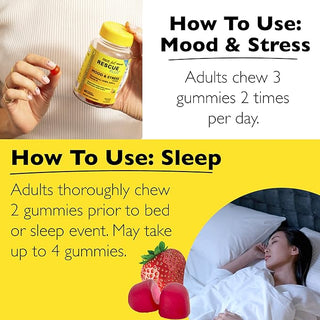 Bach RESCUE Plus Sleep Gummies with 5mg Melatonin/dose [and] Bach Plus Mood & Stress Support Gummies Bundle