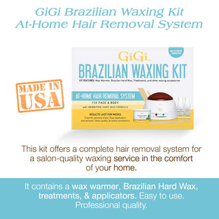 GiGi Brazilian Waxing Kit, At-Home Hair Removal System for Face and Body, 1-set