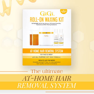 GiGi Roll-On Waxing Kit, At-Home Hair Removal System for Face and Body, 1-pack