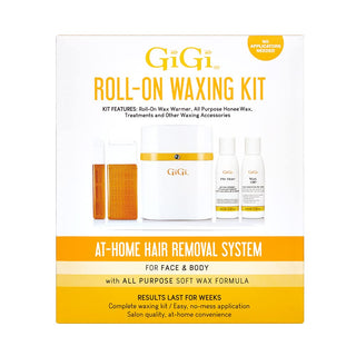 GiGi Roll-On Waxing Kit, At-Home Hair Removal System for Face and Body, 1-pack