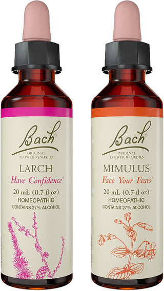 Bach Original Flower Remedies 2-Pack, Have Confidence" - Mimulus, Larch, Homeopathic Flower Essences, Vegan, 20mL Dropper x2