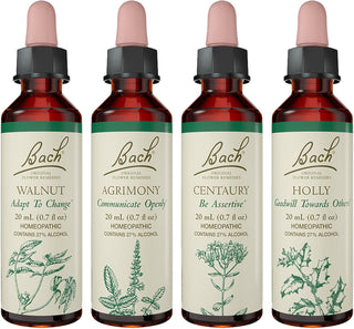 Bach Original Flower Remedies 4-Pack, "Stand Your Ground" Essence Grouping, Build Your Complete Bach System - Holly, Centaury, Agrimony, Walnut, Homeopathic Flower Essences, Vegan, 20mL Dropper x4