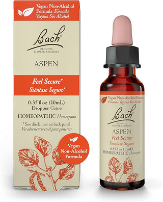 Bach Original Flower Remedies, Aspen for Apprehension and Security (Non-Alcohol Formula), 10mL Dropper