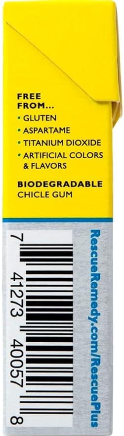 Bach RESCUE PLUS Gum, Natural Mint Flavor, Stress and Tension Relief Pack of 10