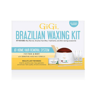 GiGi Brazilian Waxing Kit, At-Home Hair Removal System for Face and Body, 1-set